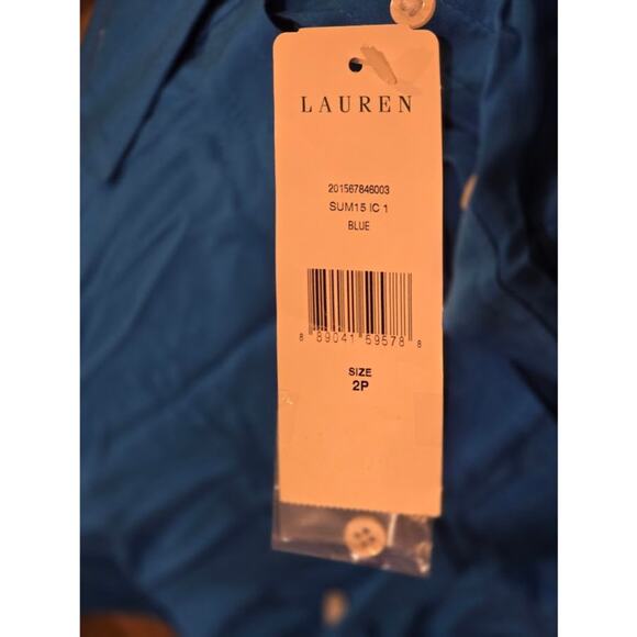 Lauren Ralph Lauren Utility Shirtdress in Cobalt Blue – NWT Size 2P - Picture 3 of 3